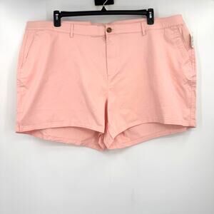 Amazon Essentials Women 30W Plus Size Pink Chino Shorts Cotton Casual
